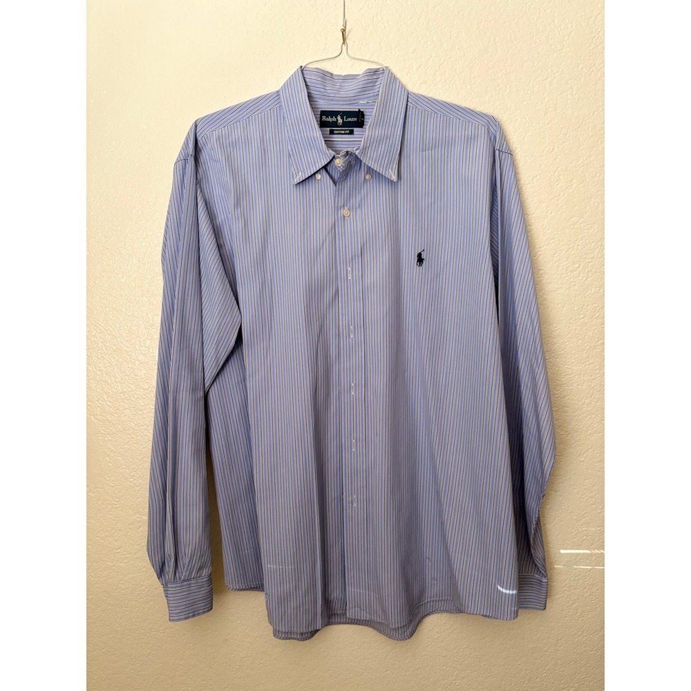 Ralph Lauren Custom Fit Stripe Long Sleeve Button Down Shirt Preppy Country Club